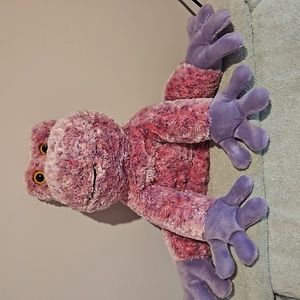 Floppy, lovable pink & purple plush frog